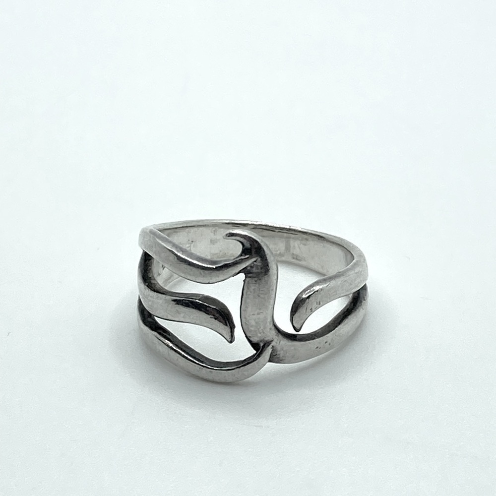 Vtg Sterling Silver 925 ‘CMM’ Mexico Wide Swirly Heavy Ring Size 8.5